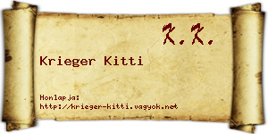 Krieger Kitti névjegykártya